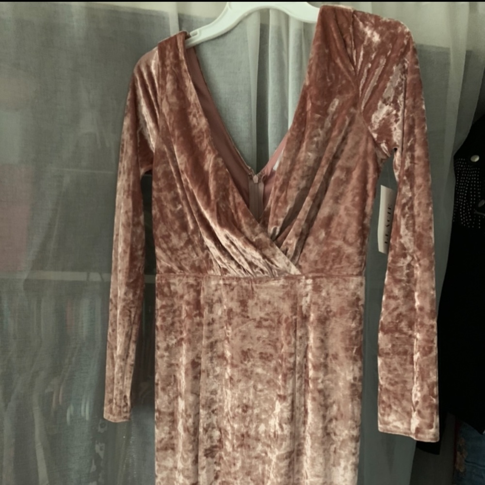 Blush Velvet Floor Length Dress